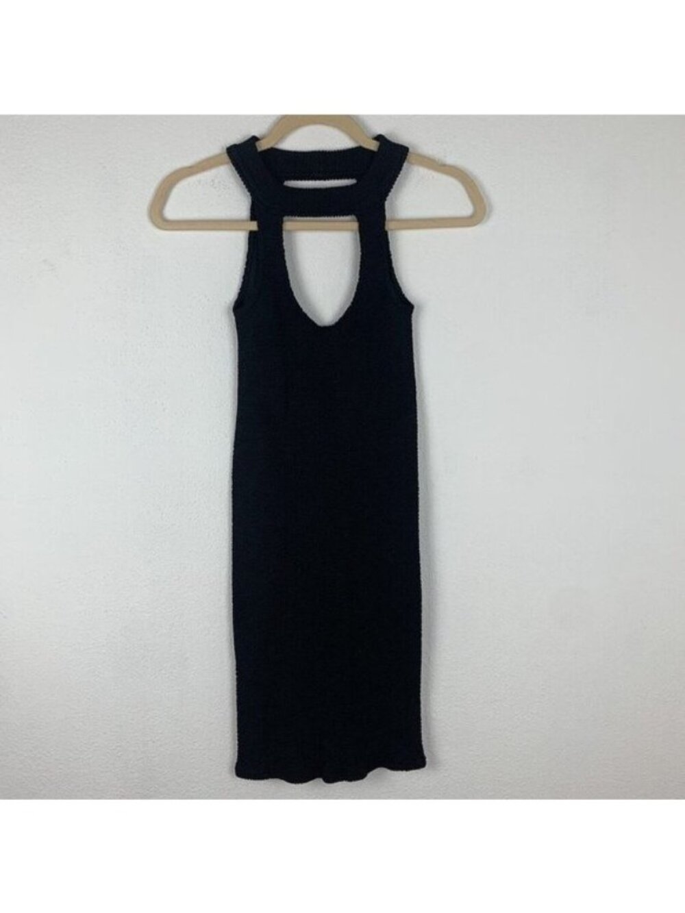 ✨3/$30 VINTAGE Janet Clark It's Hot Hawaii Stretchy Black Bodycon Keyhole Dress
